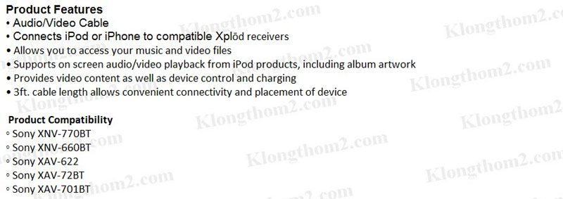 สายเชื่อมต่อ iPhone/iPod Sony RC202ipv